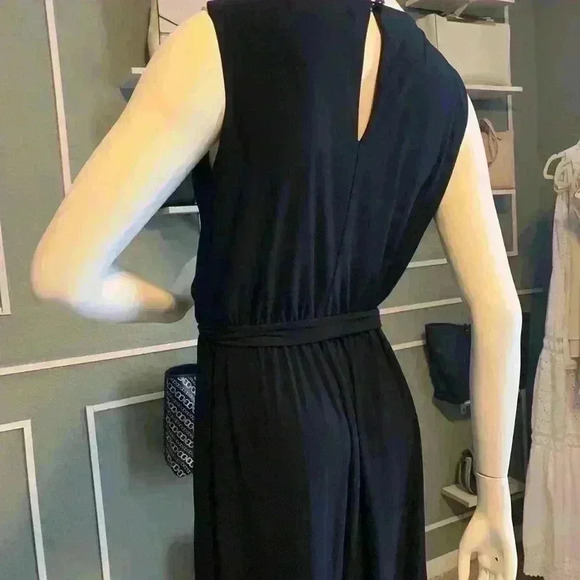 Emma &amp; Michele Ruffled Peplum Jumpsuit Sleeveless Navy Blue Sz Large.  B16 - Picture 5 of 9